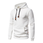 Álvaro | Sudadera con Capucha Hombre Textura Cuadros Bolsillo Canguro