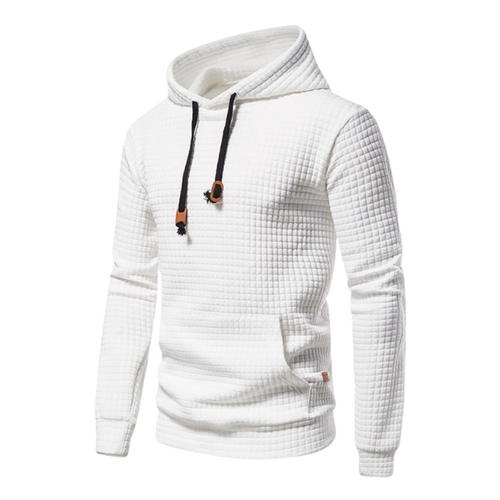 Álvaro | Sudadera con Capucha Hombre Textura Cuadros Bolsillo Canguro