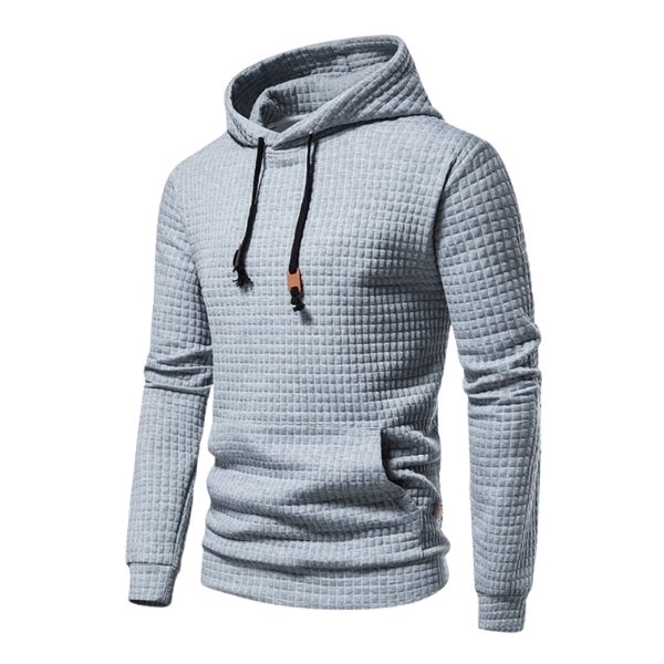 Álvaro | Sudadera con Capucha Hombre Textura Cuadros Bolsillo Canguro