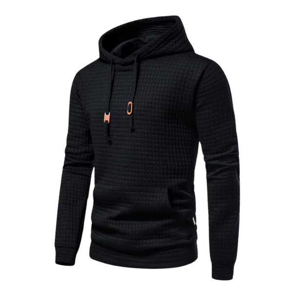 Álvaro | Sudadera con Capucha Hombre Textura Cuadros Bolsillo Canguro