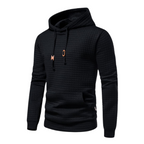 Álvaro | Sudadera con Capucha Hombre Textura Cuadros Bolsillo Canguro