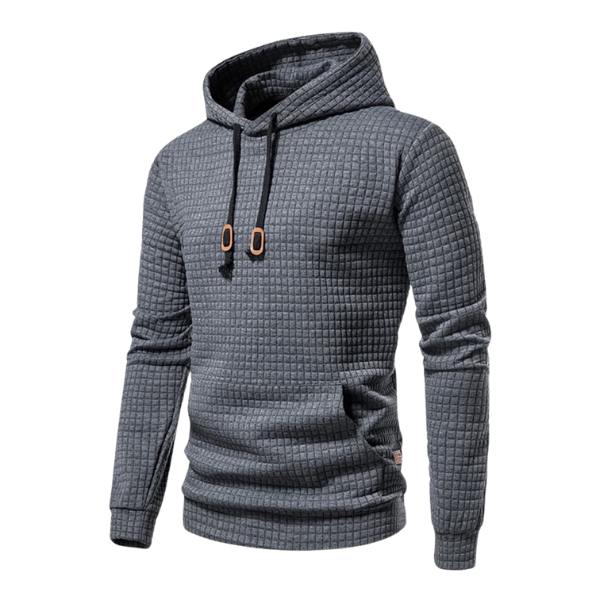 Álvaro | Sudadera con Capucha Hombre Textura Cuadros Bolsillo Canguro