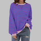 Inés | Sudadera de Rayas Mujer Manga Larga Cuello Redondo Oversize