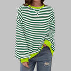 Inés | Sudadera de Rayas Mujer Manga Larga Cuello Redondo Oversize