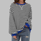 Inés | Sudadera de Rayas Mujer Manga Larga Cuello Redondo Oversize