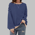 Inés | Sudadera de Rayas Mujer Manga Larga Cuello Redondo Oversize