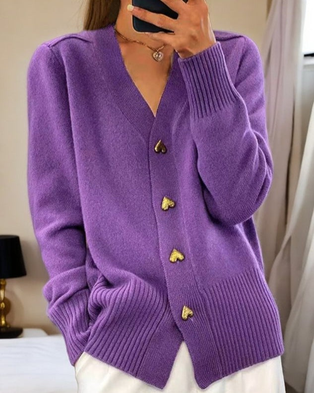 Helena | Jersey Fino de Punto Mujer Botones Escote V