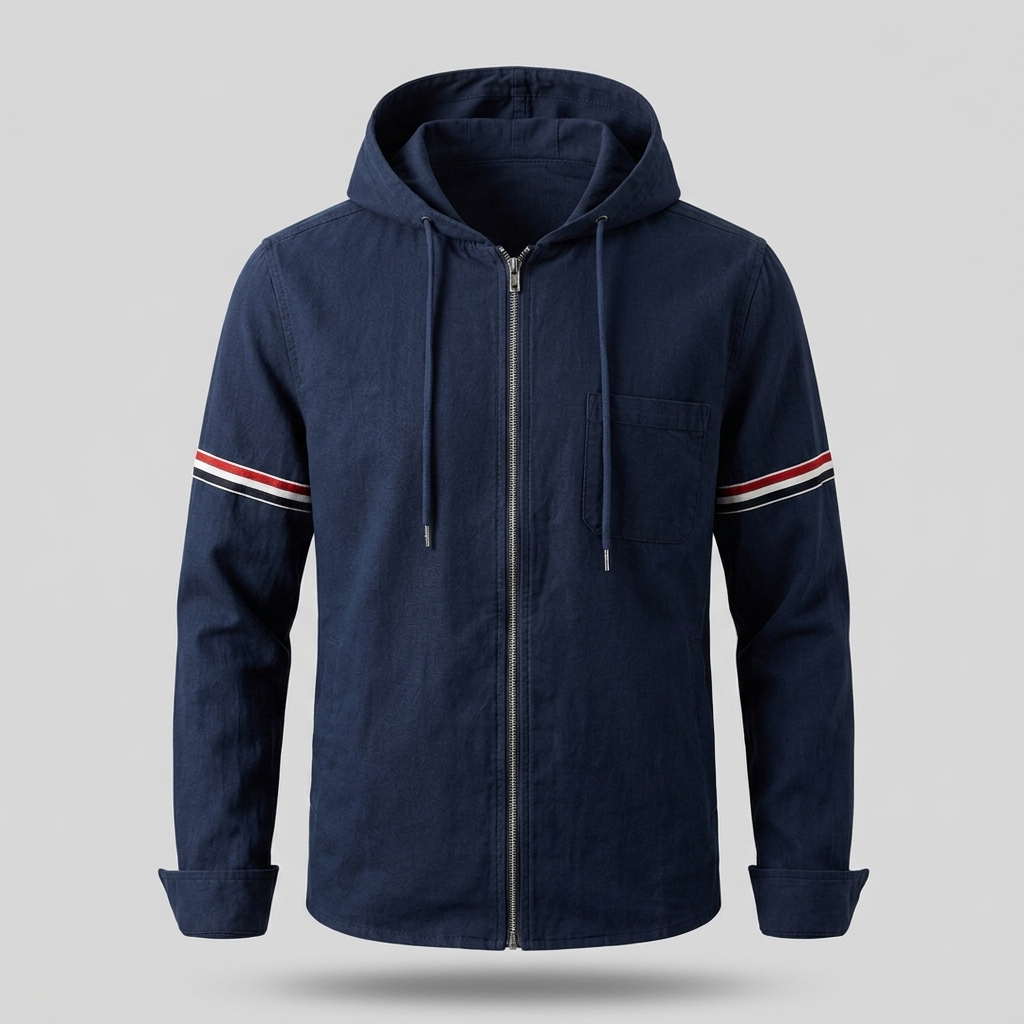 Hernán | Chaqueta con Capucha de Lino Hombre Cremallera Completa