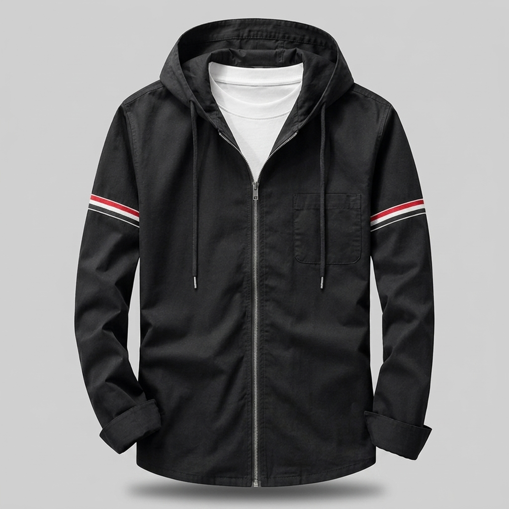 Hernán | Chaqueta con Capucha de Lino Hombre Cremallera Completa