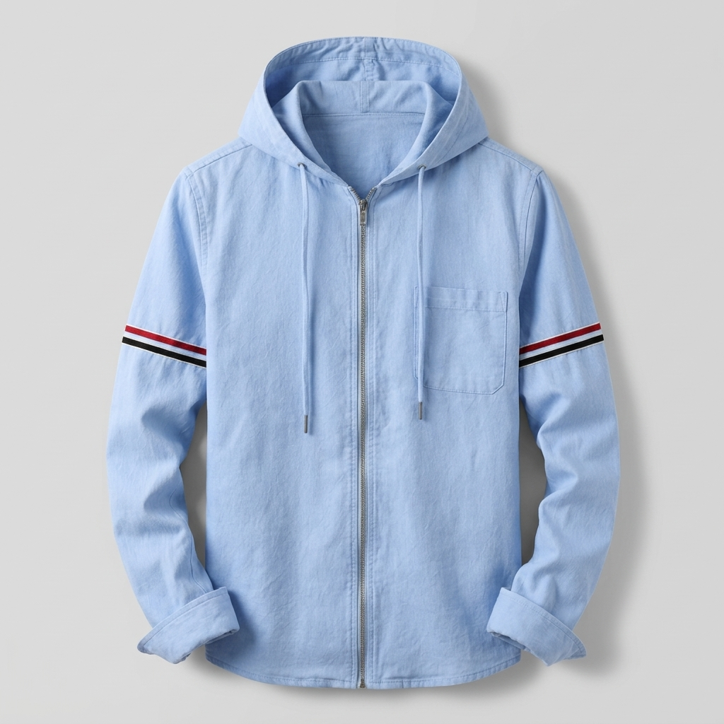 Hernán | Chaqueta con Capucha de Lino Hombre Cremallera Completa