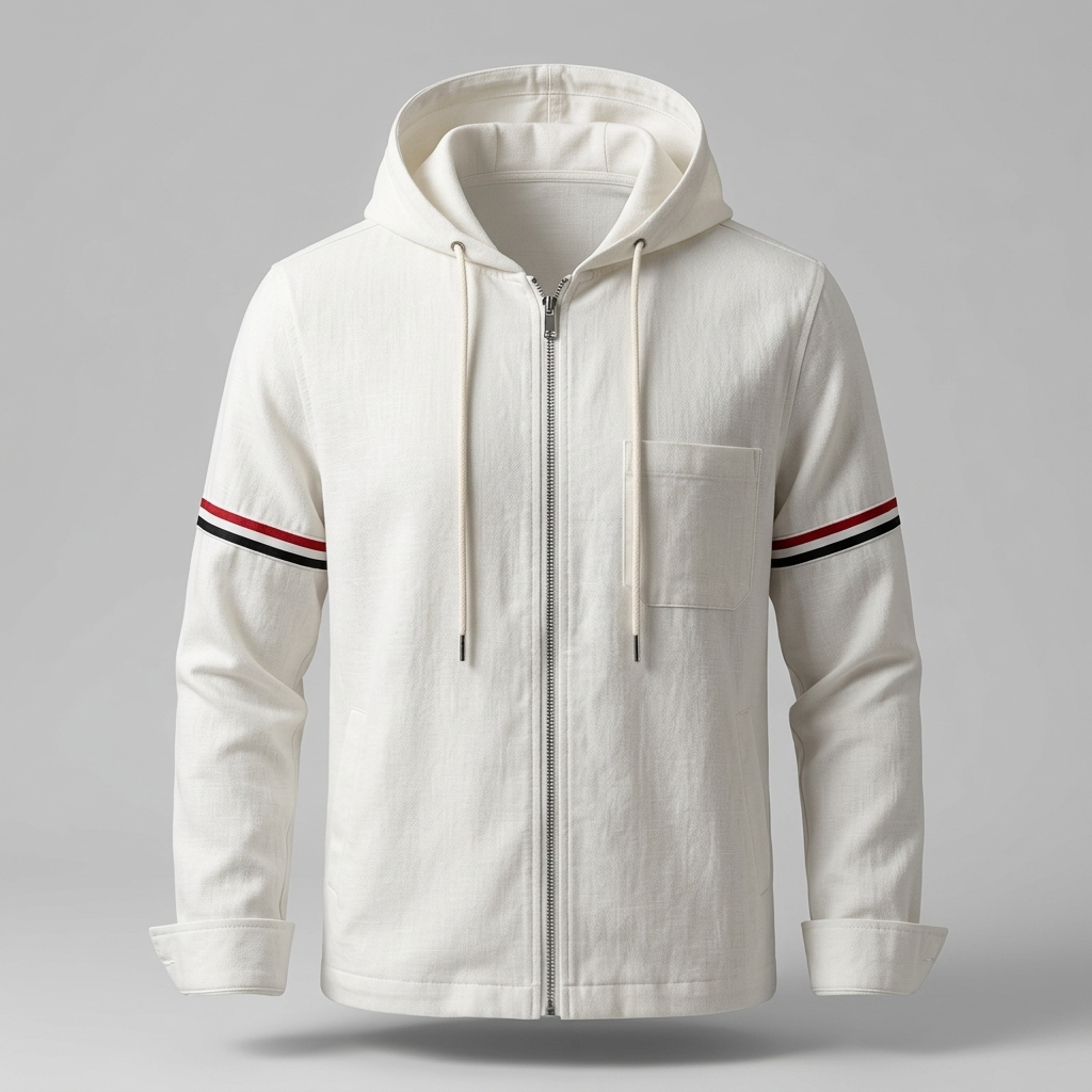 Hernán | Chaqueta con Capucha de Lino Hombre Cremallera Completa