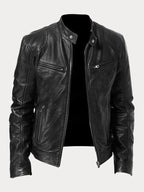 Celia | Chaqueta de Cuero Biker Mujer Cuello Mao Cremalleras