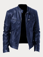Celia | Chaqueta de Cuero Biker Mujer Cuello Mao Cremalleras