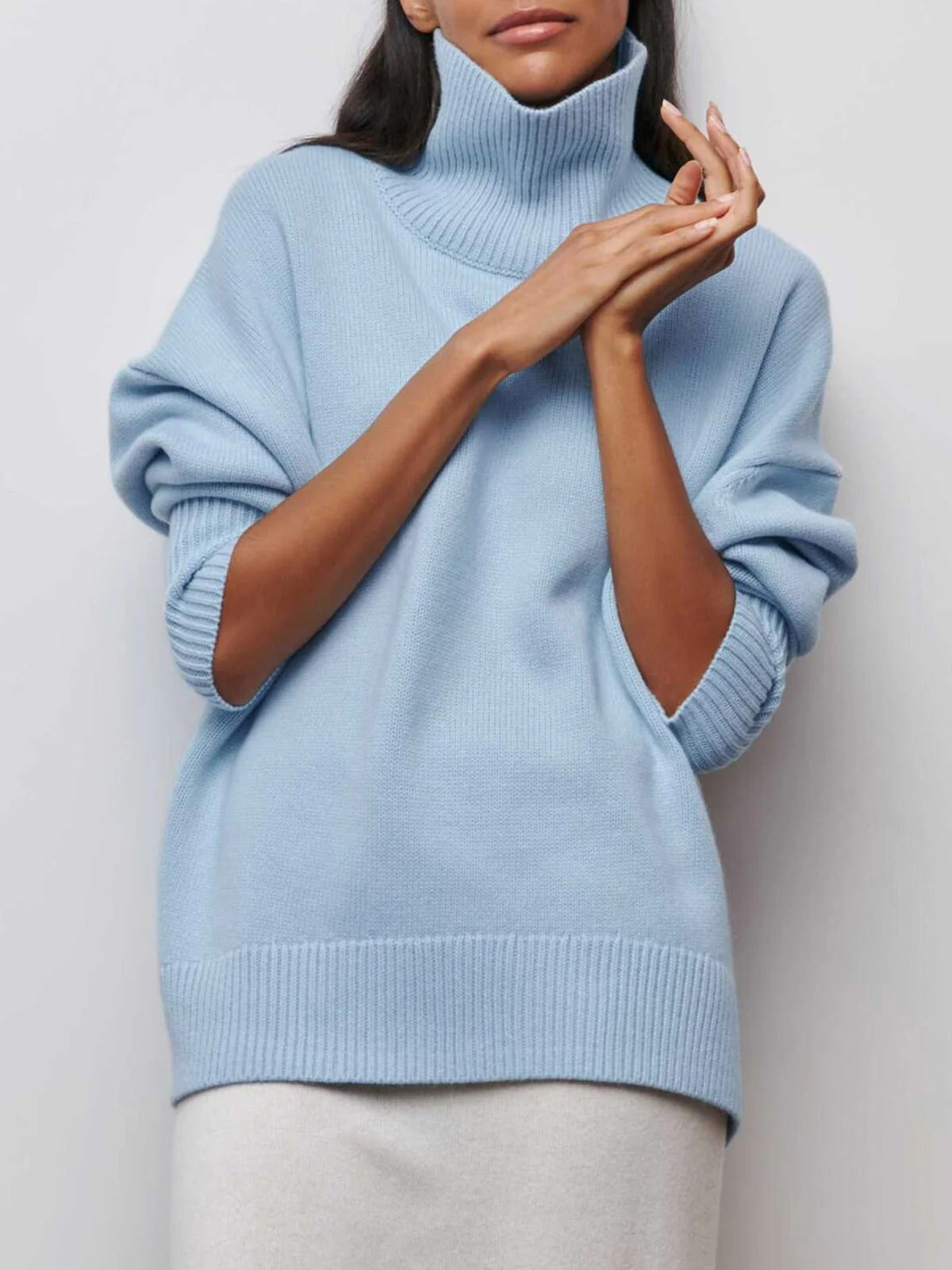 Victoria | Jersey de Punto Cuello Alto Oversized Mujer Manga Larga