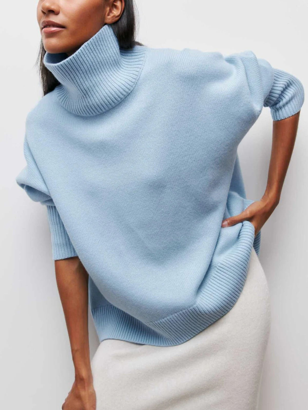Victoria | Jersey de Punto Cuello Alto Oversized Mujer Manga Larga