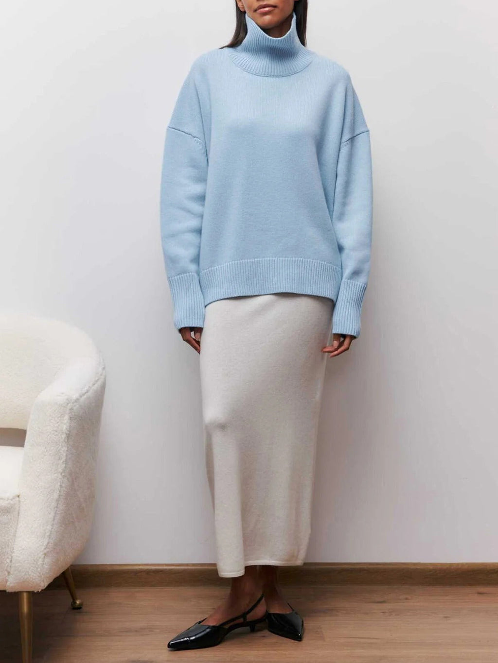 Victoria | Jersey de Punto Cuello Alto Oversized Mujer Manga Larga