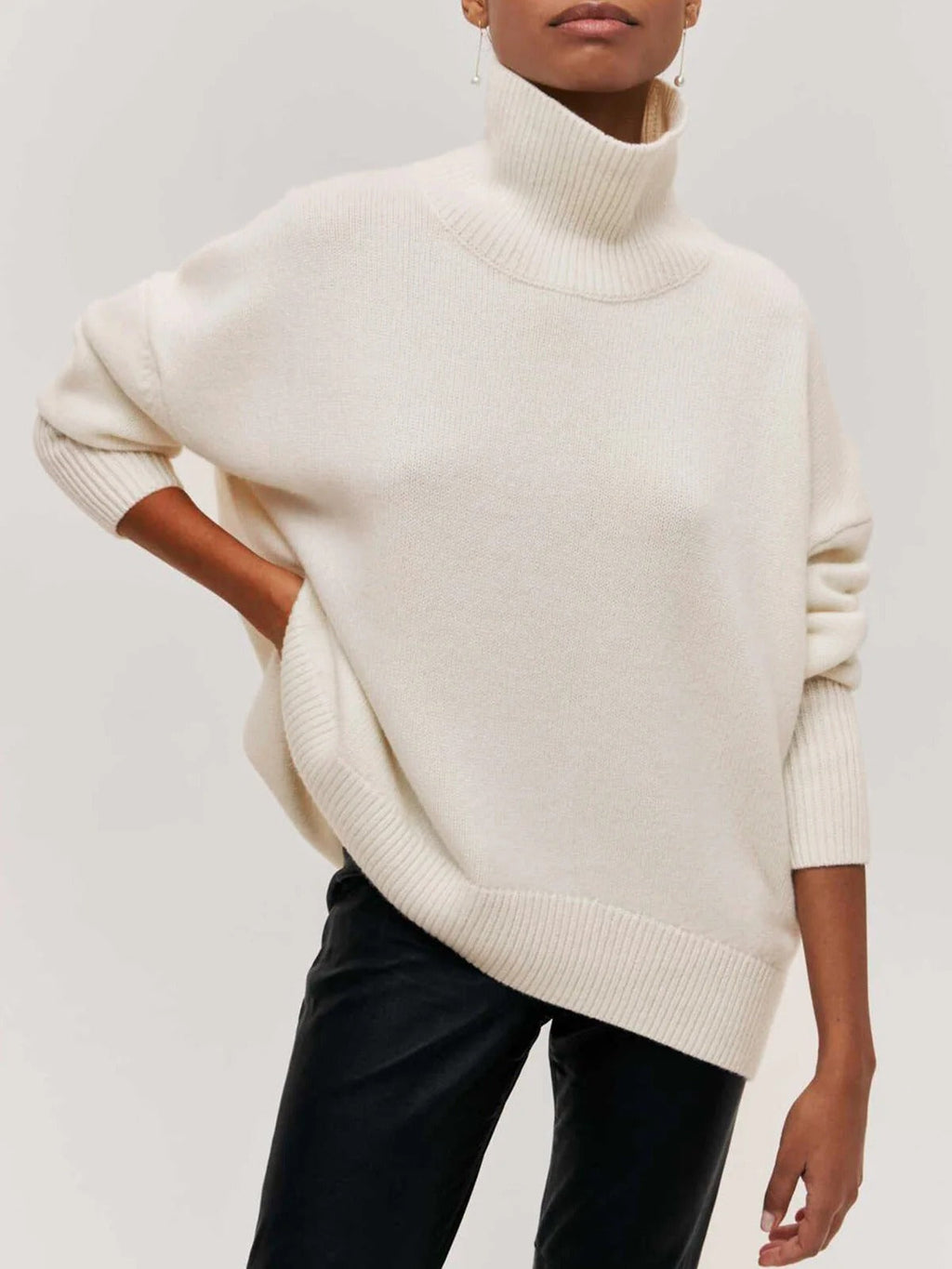 Victoria | Jersey de Punto Cuello Alto Oversized Mujer Manga Larga