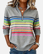 Ariadna | Sudadera de Rayas Mujer Cuello Cremallera Manga Larga