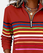 Ariadna | Sudadera de Rayas Mujer Cuello Cremallera Manga Larga