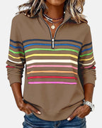 Ariadna | Sudadera de Rayas Mujer Cuello Cremallera Manga Larga