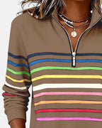 Ariadna | Sudadera de Rayas Mujer Cuello Cremallera Manga Larga