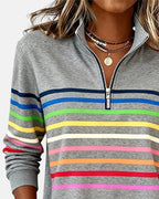 Ariadna | Sudadera de Rayas Mujer Cuello Cremallera Manga Larga