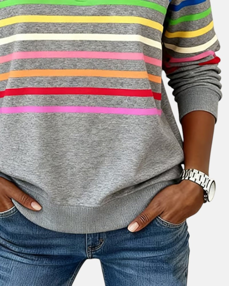 Ariadna | Sudadera de Rayas Mujer Cuello Cremallera Manga Larga