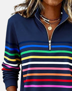 Ariadna | Sudadera de Rayas Mujer Cuello Cremallera Manga Larga