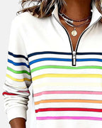 Ariadna | Sudadera de Rayas Mujer Cuello Cremallera Manga Larga