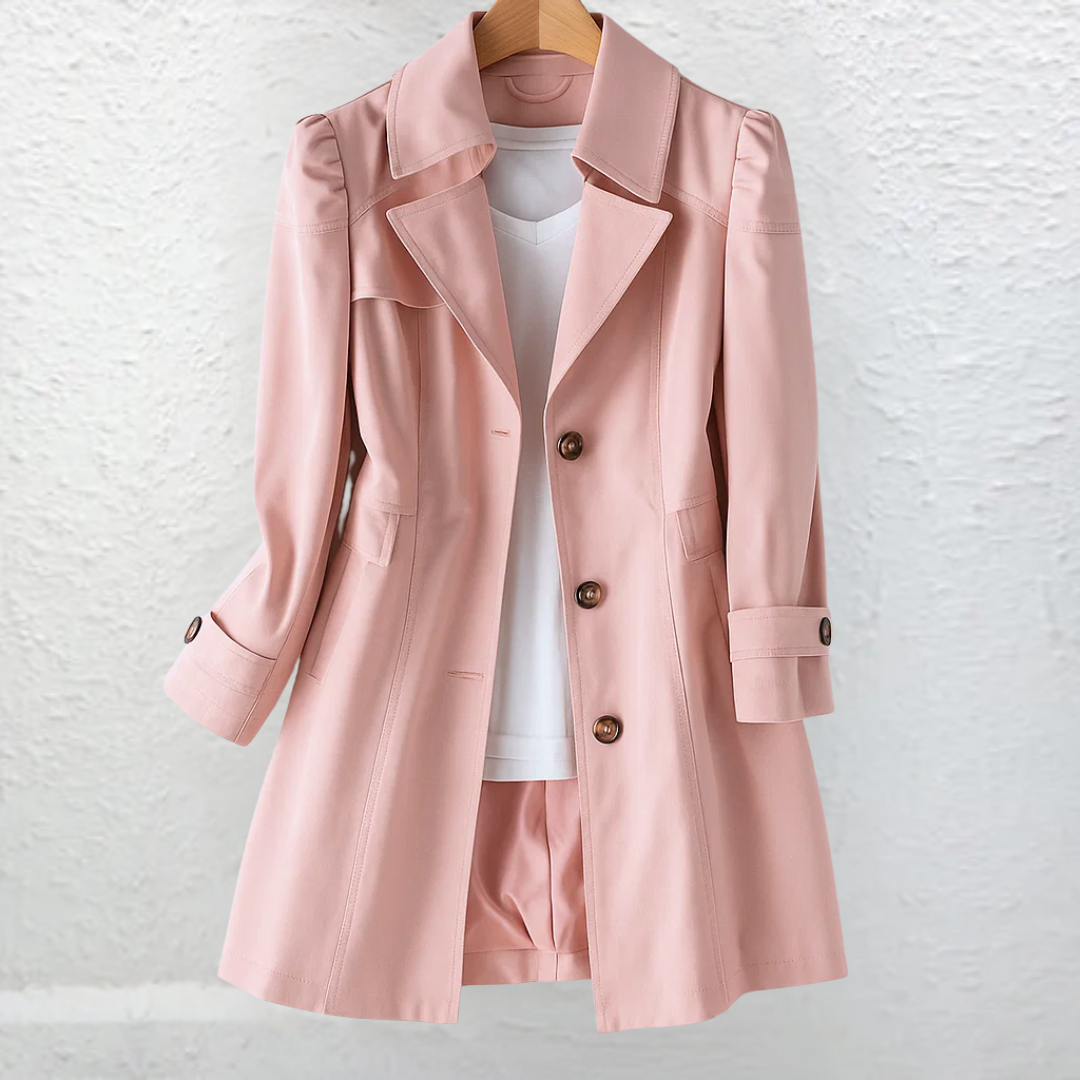 Elisa | Gabardina Corta Elegante de Verano Mujer Doble Botonadura