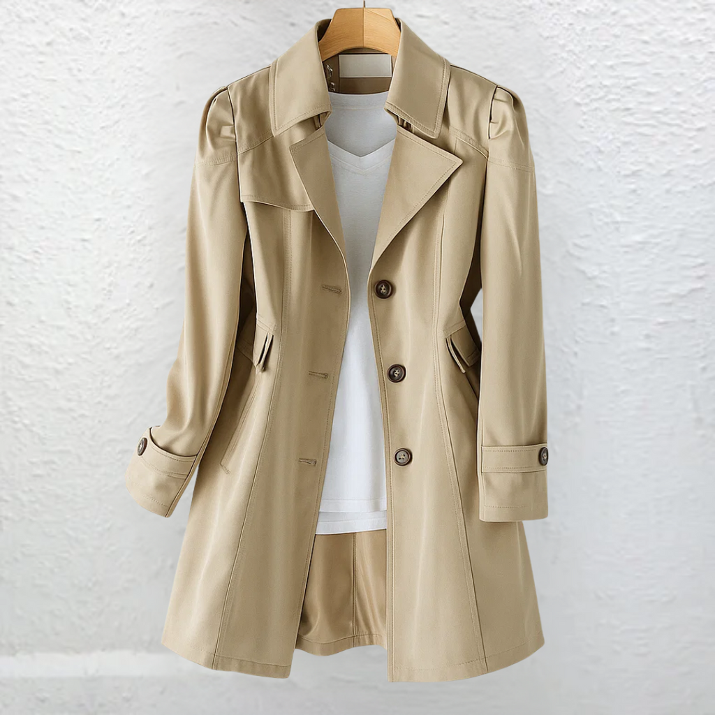Elisa | Gabardina Corta Elegante de Verano Mujer Doble Botonadura