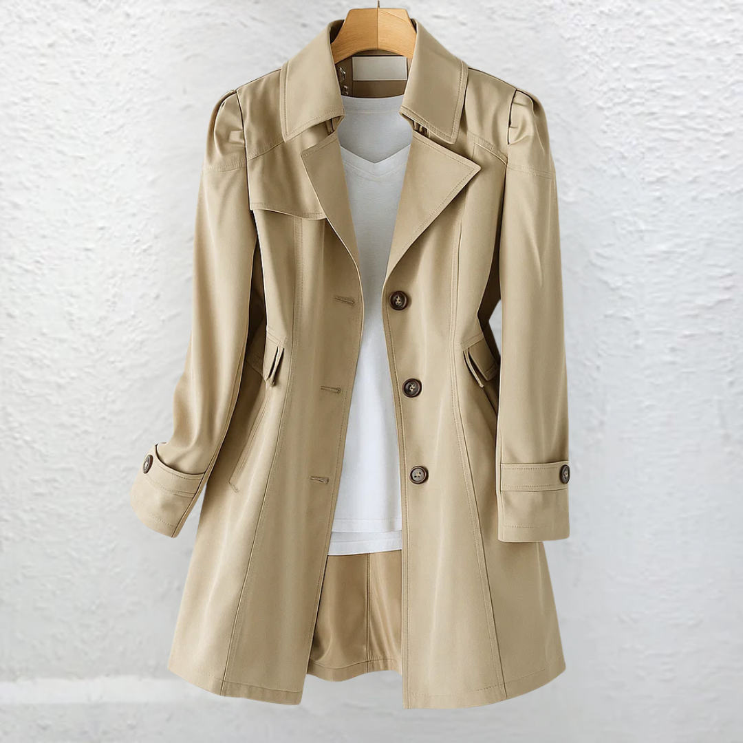 Elisa | Gabardina Corta Elegante de Verano Mujer Doble Botonadura