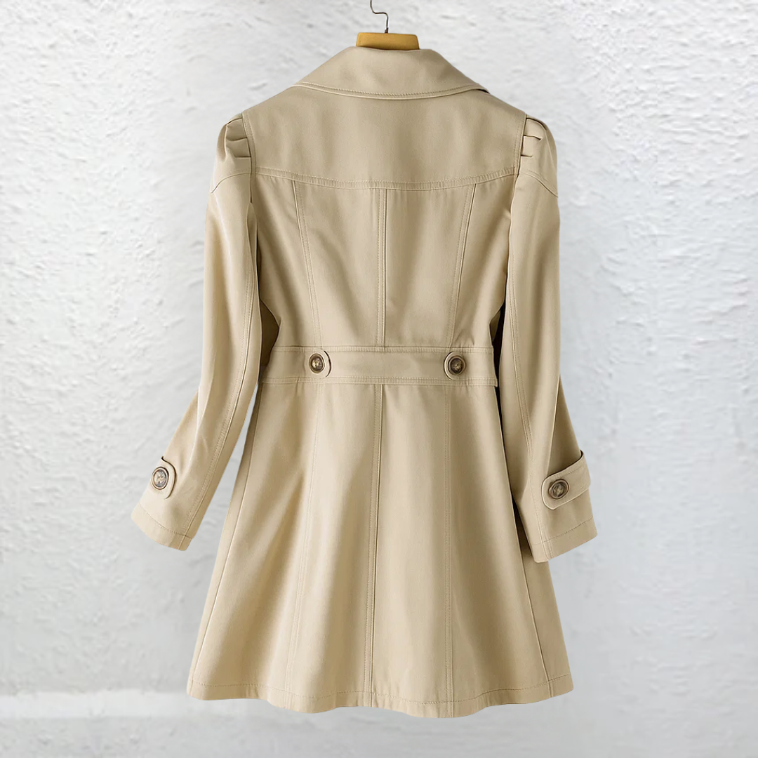 Elisa | Gabardina Corta Elegante de Verano Mujer Doble Botonadura