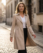 Elisa | Gabardina Corta Elegante de Verano Mujer Doble Botonadura