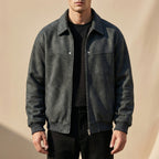 Saúl | Cazadora de Piel Hombre Bomber Cuello Solapa