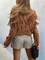 Perla | Chaqueta de Ante Mujer con Flecos Boho Corta