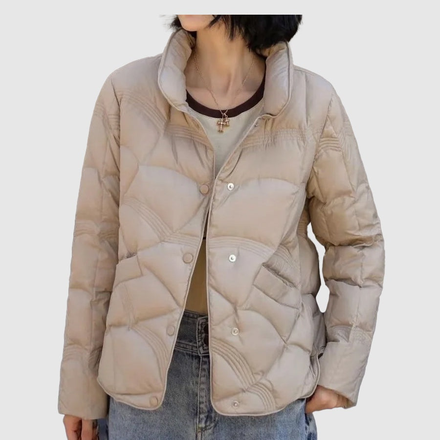 Verónica | Chaqueta de Plumas Corta Mujer Cuello Alto Botones