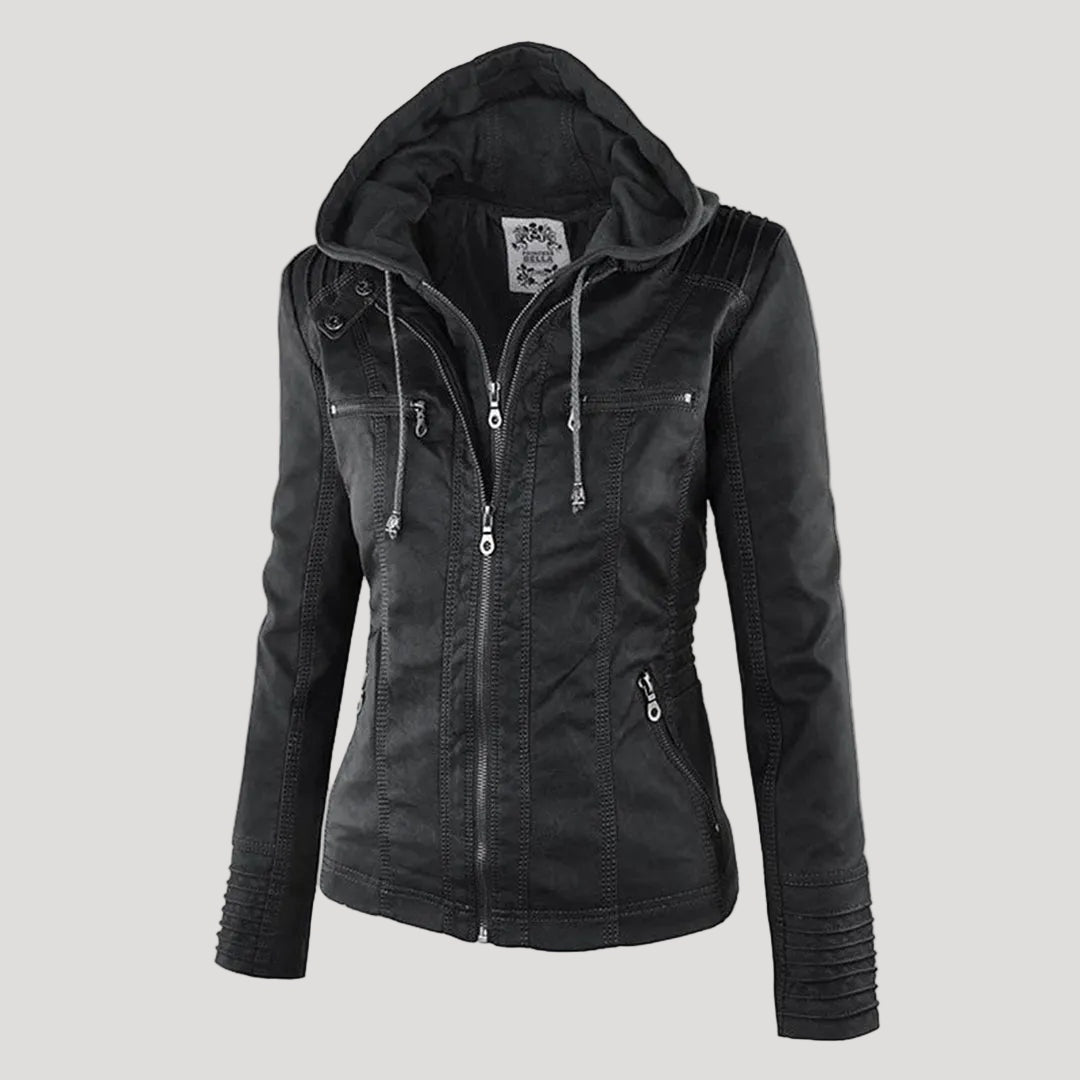 Renata | Chaqueta Motera de Polipiel Mujer con Capucha