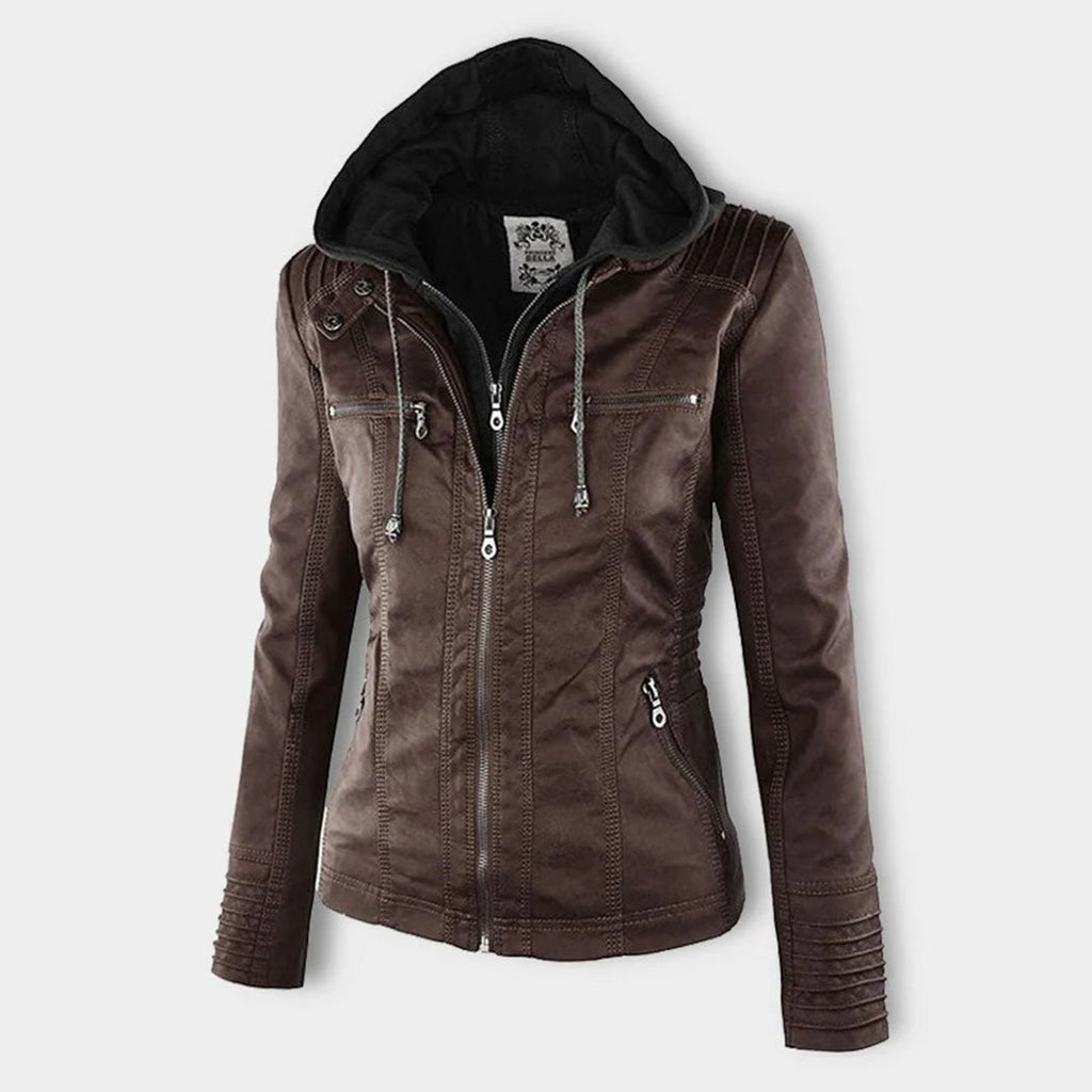 Renata | Chaqueta Motera de Polipiel Mujer con Capucha