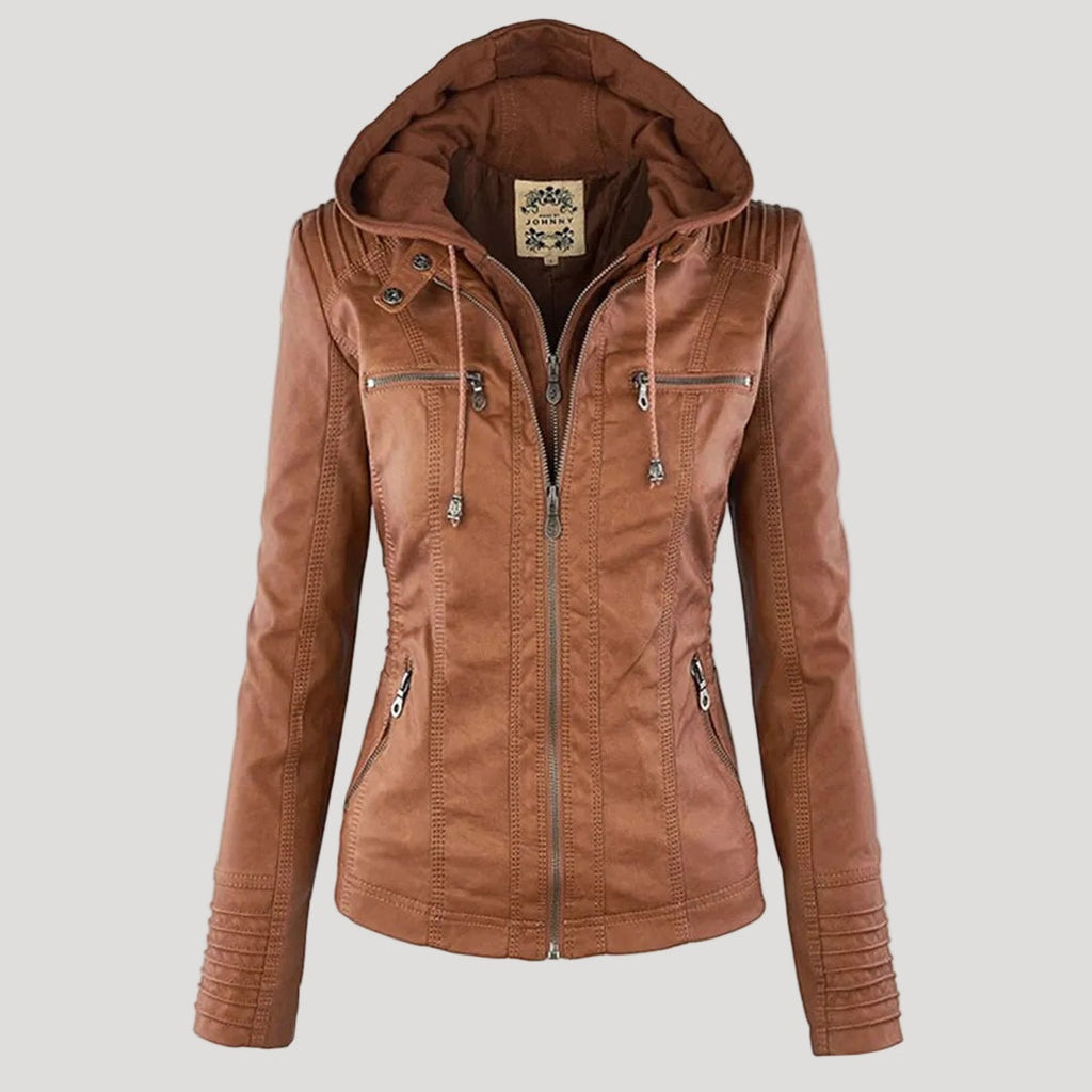 Renata | Chaqueta Motera de Polipiel Mujer con Capucha