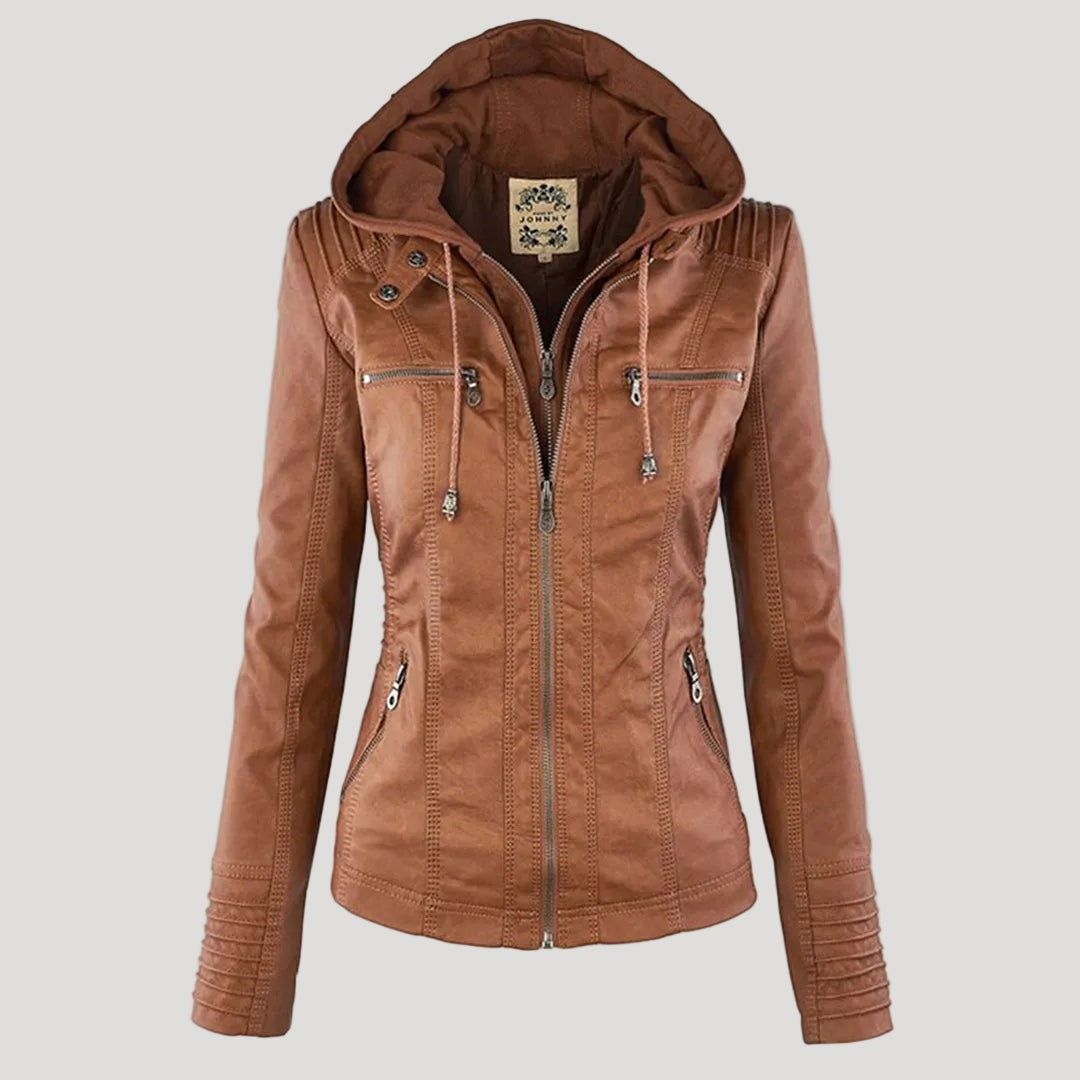 Renata | Chaqueta Motera de Polipiel Mujer con Capucha