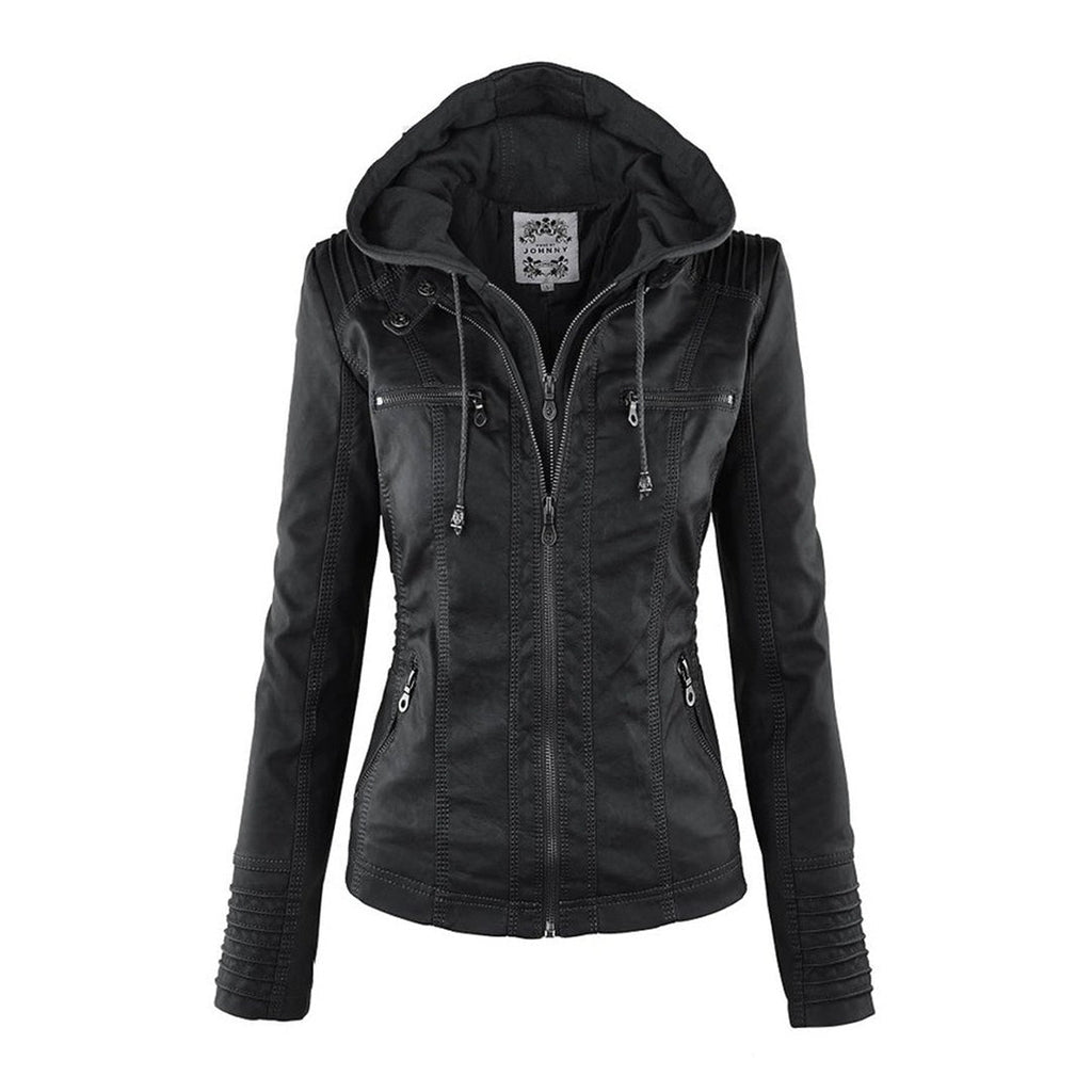 Renata | Chaqueta Motera de Polipiel Mujer con Capucha