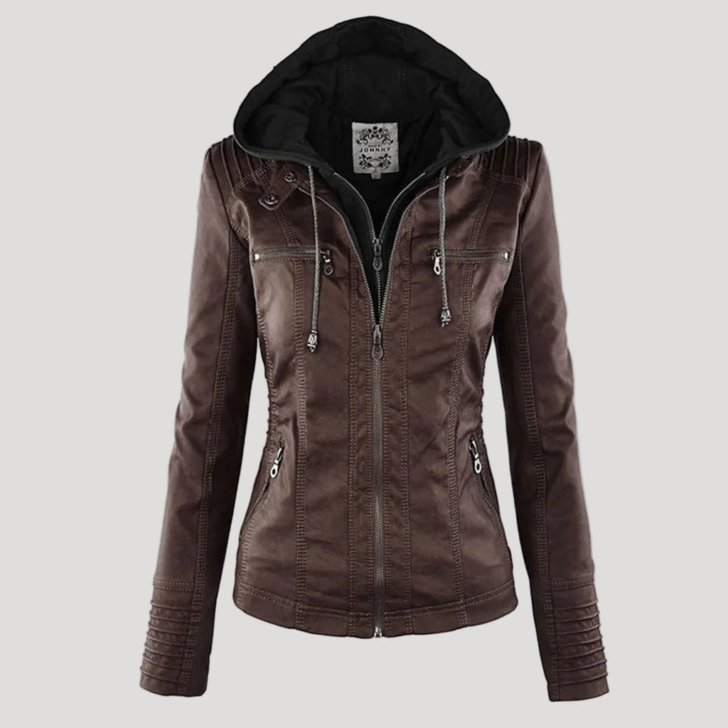 Renata | Chaqueta Motera de Polipiel Mujer con Capucha