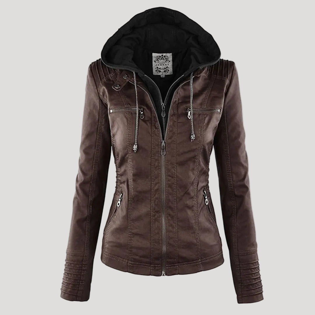 Renata | Chaqueta Motera de Polipiel Mujer con Capucha
