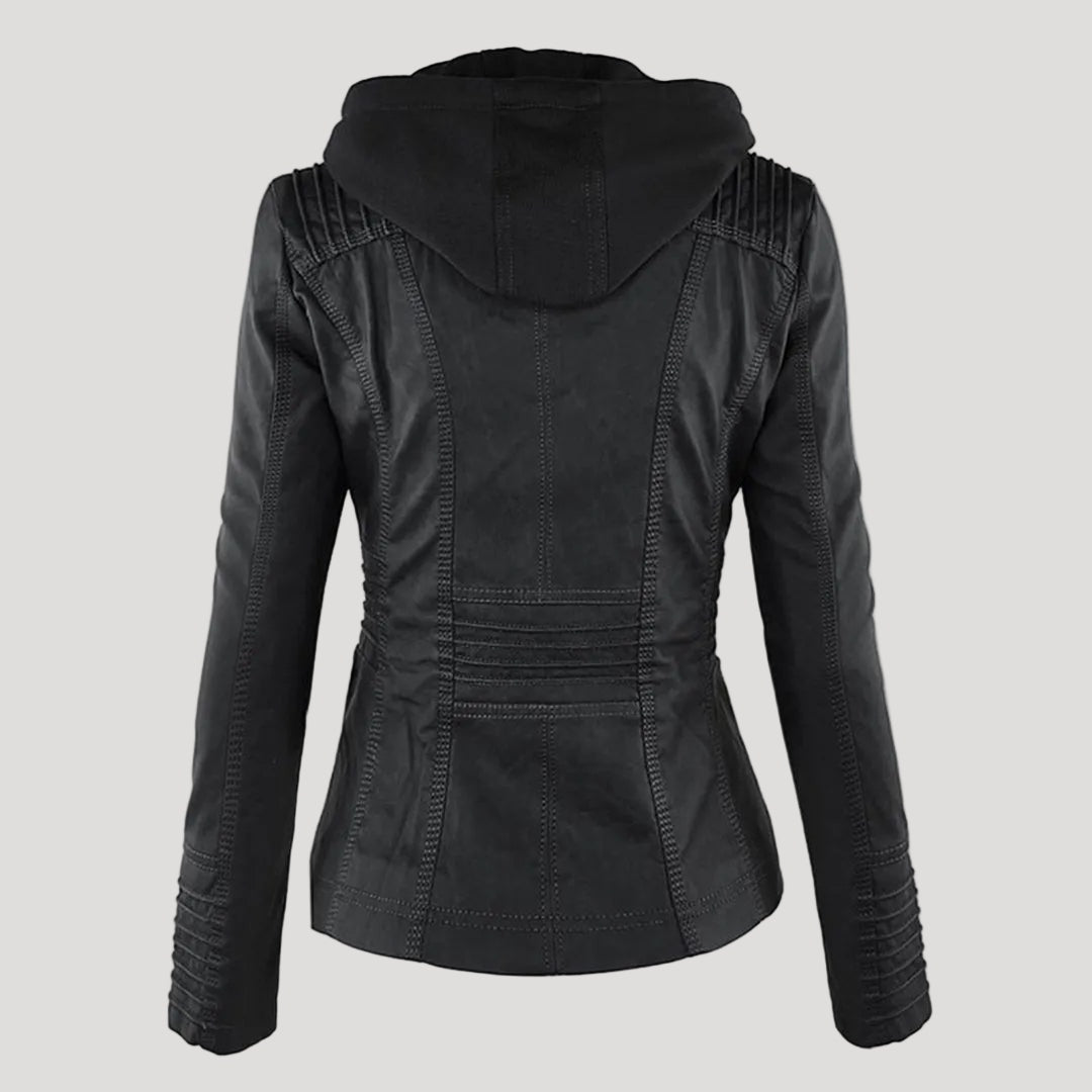 Renata | Chaqueta Motera de Polipiel Mujer con Capucha