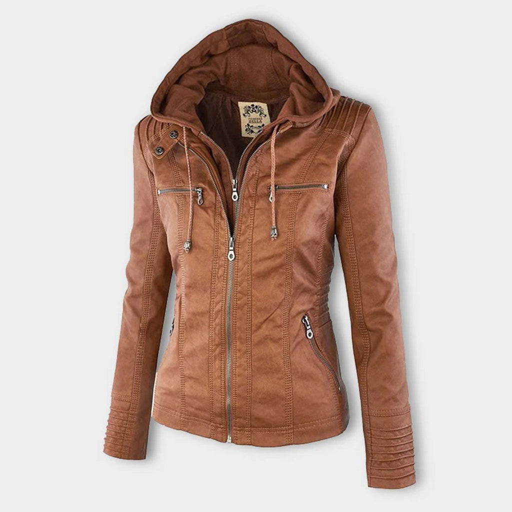 Renata | Chaqueta Motera de Polipiel Mujer con Capucha