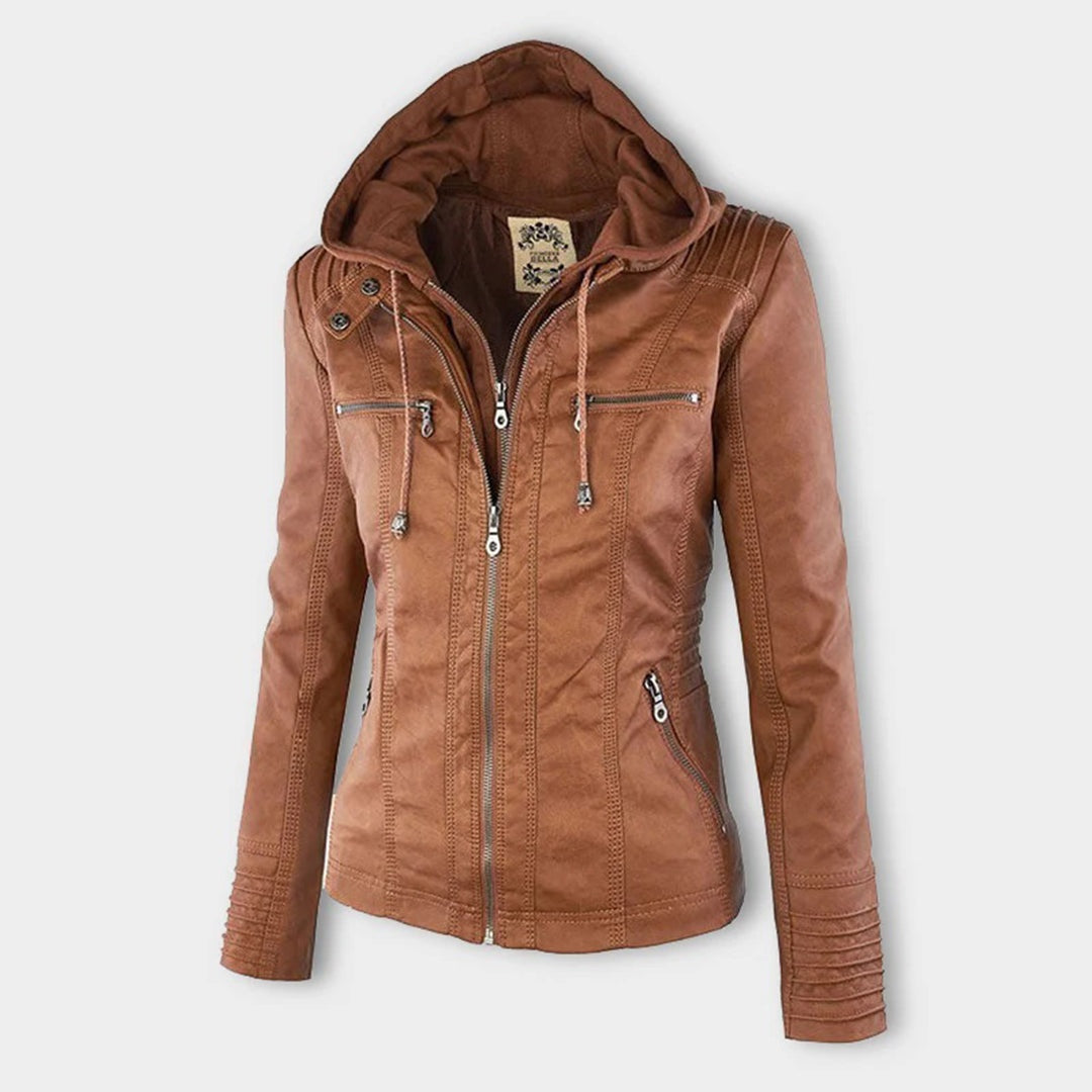 Renata | Chaqueta Motera de Polipiel Mujer con Capucha