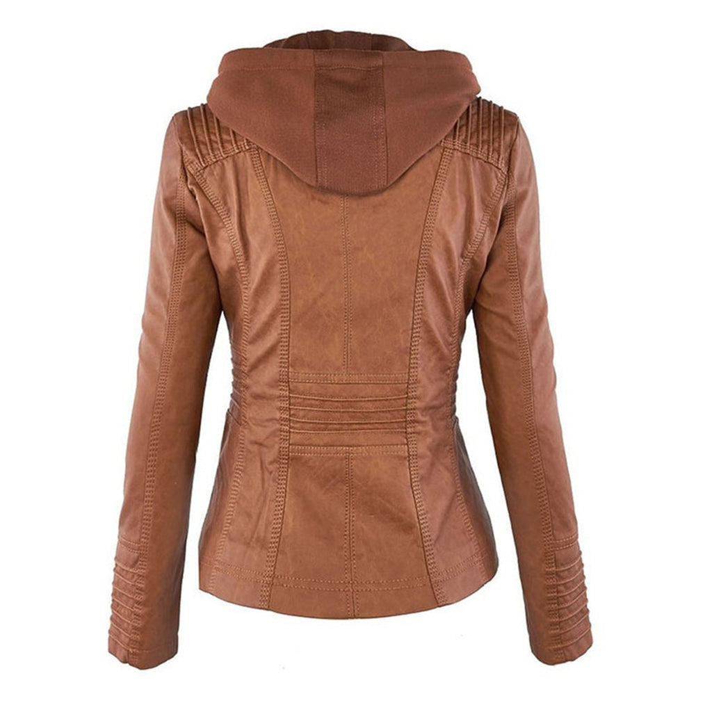 Renata | Chaqueta Motera de Polipiel Mujer con Capucha