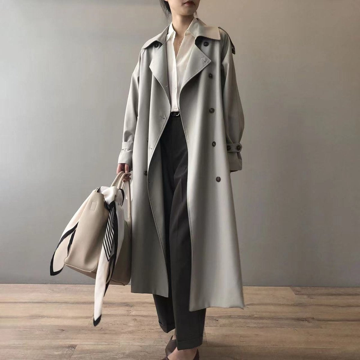 Iratxe | Gabardina Larga Mujer Doble Botonadura Impermeable