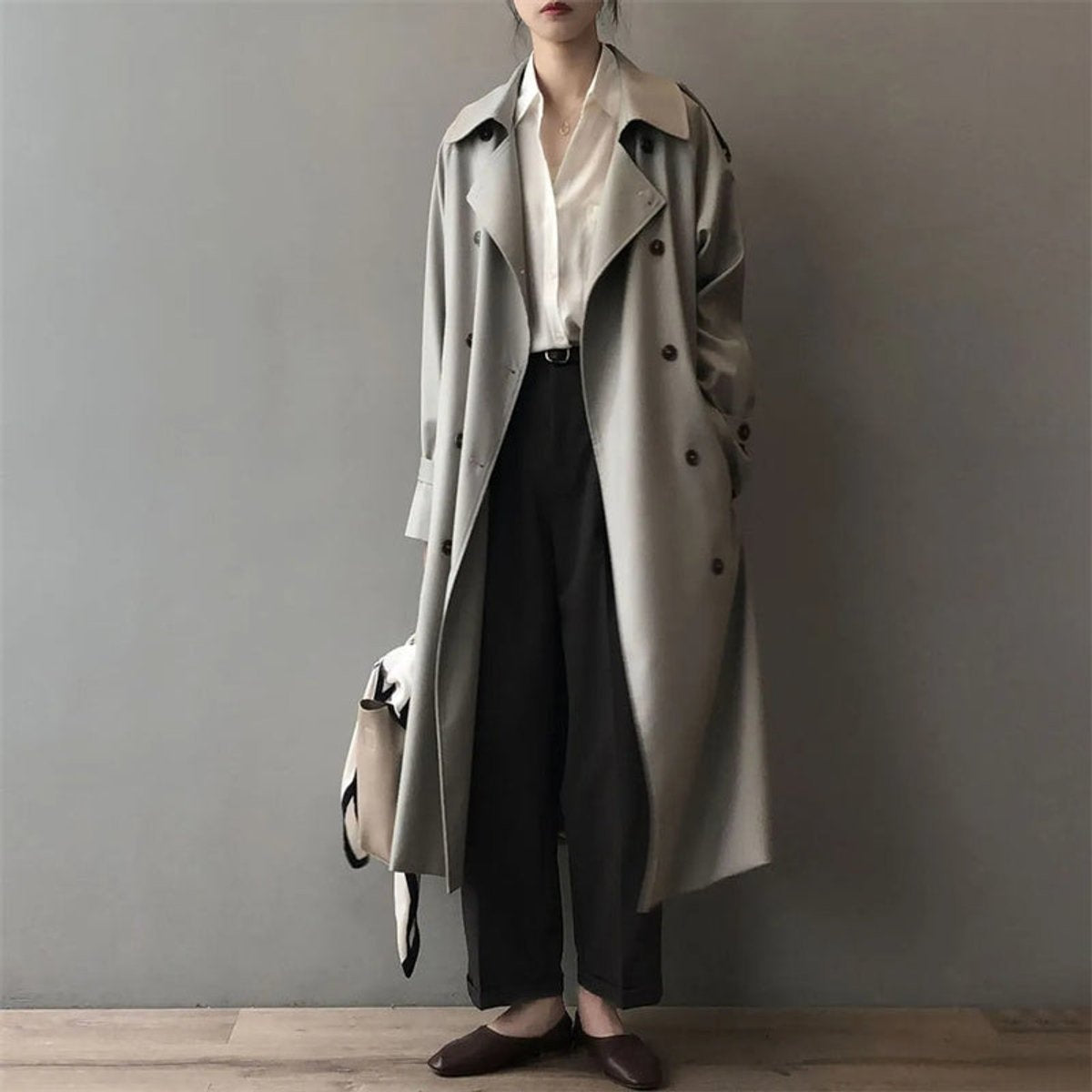 Iratxe | Gabardina Larga Mujer Doble Botonadura Impermeable